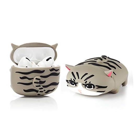 YIGEYI Silikonfodral Som är Kompatibelt med Airpods Pro Case Cover Roliga Söta 3D-Tecknade Omslag [Söt Djur Husdjur PAPA-Serien] (Katt Grå)