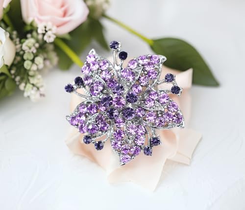 Image of Gyn&Joy Womens Crystal Rhinestones Lily Floral Wedding Flower Brooch Pins