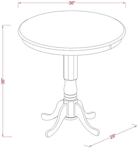 Miniatura 4 de East West Furniture JAPB3-OAK-C - Juego de pub de 3 piezas de altura de mostrador contiene una mesa de comedor redonda con pedestal y 2 sillas