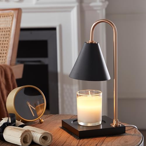 GOOIKOS Candle Warmer lamp with Timer 2H/4H/8H, Dimmable Candle Lamp with 2 Bulbs, Electric Candle Melter Lamp Compatible with Scented Jar Candles, Black Candle Warmer Light for Home Decor