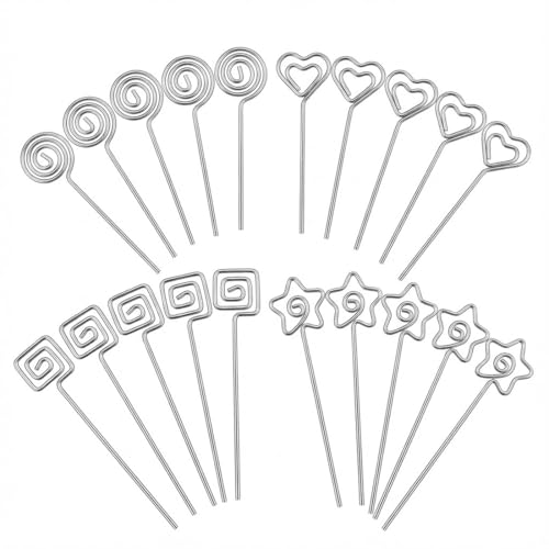 YIPFEN 20 Pcs Porte Photo,Porte Photo Sur Pied,Memo Metal,Porte Photo Coeur,Tige Coeur,Porte Photo Metal,Tige Photo,Porte Photo Sur Pied,Clip Photo Metal,Porte...