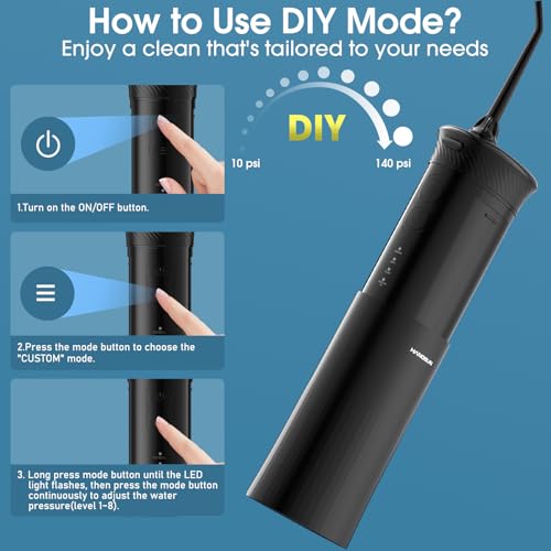 Hangsun Mini Travel Water Flosser, Portable Cordless Oral Irrigator: 3+1 Modes with DIY Water Pressure Dental Flosser, IPX7 Waterproof, Telescopic Tank, 6 Jet Tips for Braces and Bridges Care - Image 3