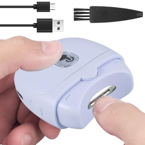 FALESOUL 電動爪切り 大人用 LEDライト付き 爪くず収納 自動USB充電式安全爪トリマー 赤ちゃん/子供/介護者/大人/高齢者用 (パープル)
