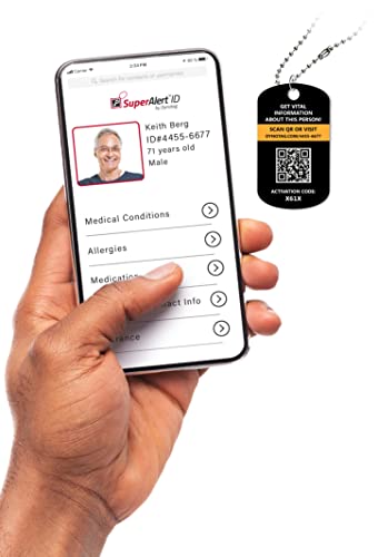 Dynotag Superalert™ Smart Medical Id With Detailed Online Profile; Military Style Steel Pendant & Chain Set, With Lifetime Subscription #TOP1