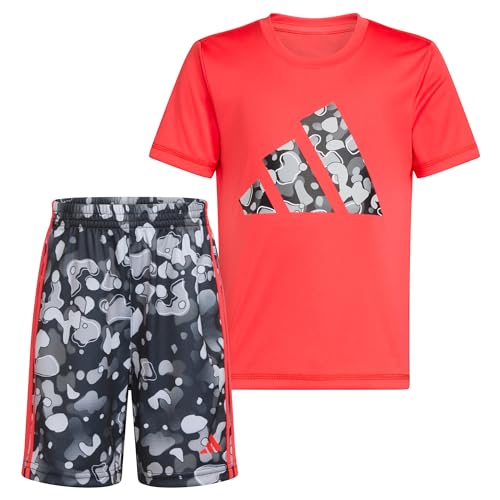 Image of adidas boys Short Sleeve T-shirt and Printed Shorts 2-piece Set