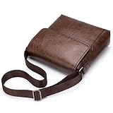 Vintage Men's Crossbody Shoulder Bag, Business Satchel Handbag with Zipper, Side Crossover Pouch for Office (Brown)