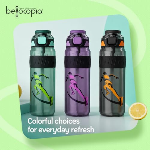 Image of Pulze Sports Sipper Water Bottle 750ml | Purple| BPA-Free, Leakproof Flip Cap with Straw | Time Marker Hydration Bottle | Durable Gym Bottle for Workout, Running & Daily Use