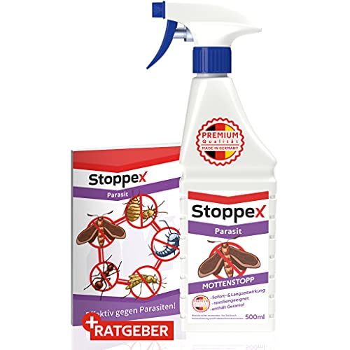 Stoppex® Parasit Mottenstopp- Spray gegen Motten, Lebensmittelmotten und Kleidermotten. Motten bekämpfen mit Sofortwirkung