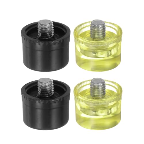 sourcing map 2set Hammer Replacement Heads 25mm/1 Dia Double Faced Plastic & Polyurethane Mallet Accessories for Leather Crafts Wood Flooring Installation, Black Yellow