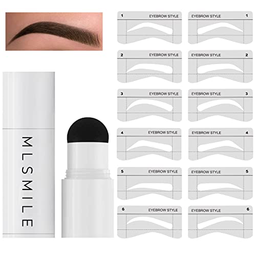Eyebrow Stamp Stencil Kit Perfect Brow Stamp And Shaping Kit One Step Brow Stamp Kit Waterproof (1P, Grey Black 01)