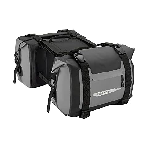 kemimoto Motorcycle Saddlebags, Motorcycle Luggage Bag, Waterproof Saddle Bags Side Bags for Motorcycle, Mortorbike, Dirt Bike Travel 50L Detachable Bags Reflective Design (Gray, 2 Pack) Cover