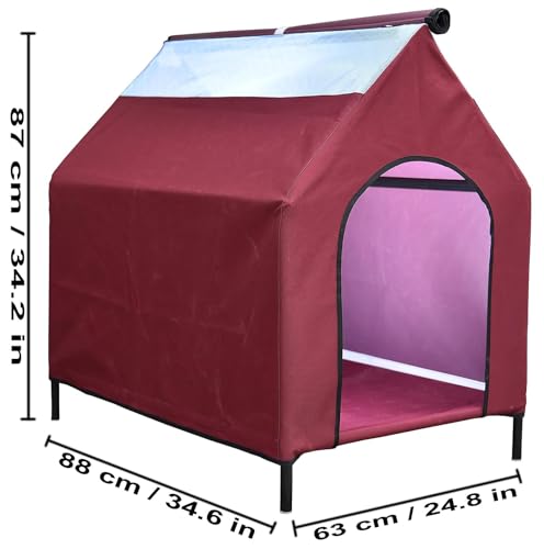 Image of Homecute Elevated Portable Pet House -(Red)
