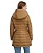 Laundry by Shelli Segal Women's Windbreaker Puffer Coat– Mid-Length Fit & Flare Jacket, Side Velvet Tape, Toffee, Large