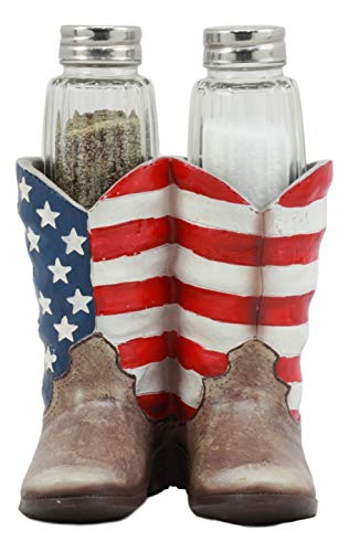 Ebros Patriotic Stars And Stripes American Flag Boots Salt And Pepper Shakers Set With Decorative Re - //coolthings.us