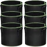 LATERN 6 Pack 5 Gallons Plant Growing Bags, Nonwoven Fabric Breathable Grow Bags Heavy Duty Thickened Root Aeration Garden Pots Container with Straps Handles, for Flowers Vegetables