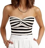 EFAN Womens Tube Tops Summer Outfits 2026 Cute Striped Crop Y2K Tops Beach Vacation Spring Fashion Sweaters Strapless Sleeveless Clothes Striped Apricot M