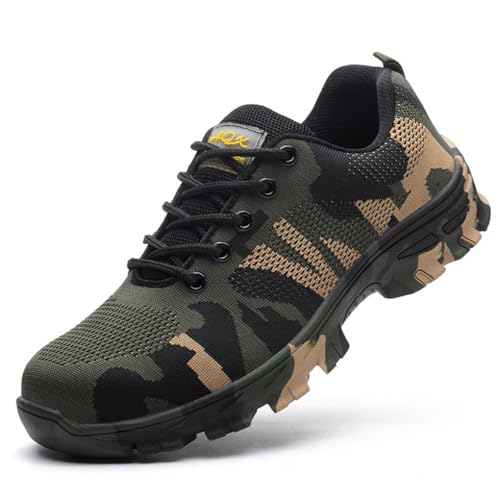 Zymoplas 2 piezas de zapatos de trabajo con punta de acero para hombres que brindan funcionalidad antideslizante y antiabrasión de caucho para la seguridad masculina, camuflaje, 39.1 Zymoplas 2 piezas de zapatos de trabajo con punta de acero para hombres que brindan funcionalidad antideslizante y antiabrasión de caucho para la seguridad masculina, camuflaje, 39.1