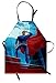 ABAKUHAUS Superhéroe Delantal de Cocina, Dibujos Animados Retro Aeros, Altura Ajustable Lavable Sus Colores No Destiñen, Azul Rojo