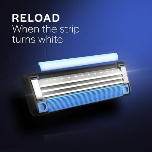 Image of 3-Blade Razor | Razor for Men, with 3 Anti-Friction blades, Dynamic Pivot for Smooth & Comfortable shave with Flexible Head, Water-Activated Moisture Strip (22 Cartridges, 3 BLADE)