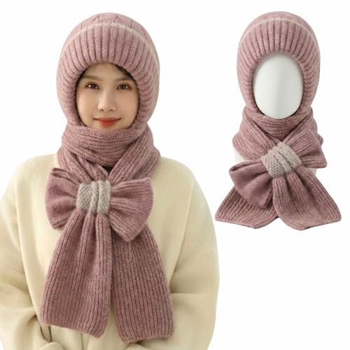 Image of Kraptick Women's Winter Cap and Scarf Set - Thick Fleece Lined Knitted Beanie Hat and Neck Warmer Muffler for Ladies, Stretchable & Soft Woolen Snow Proof for Extreme Cold -5