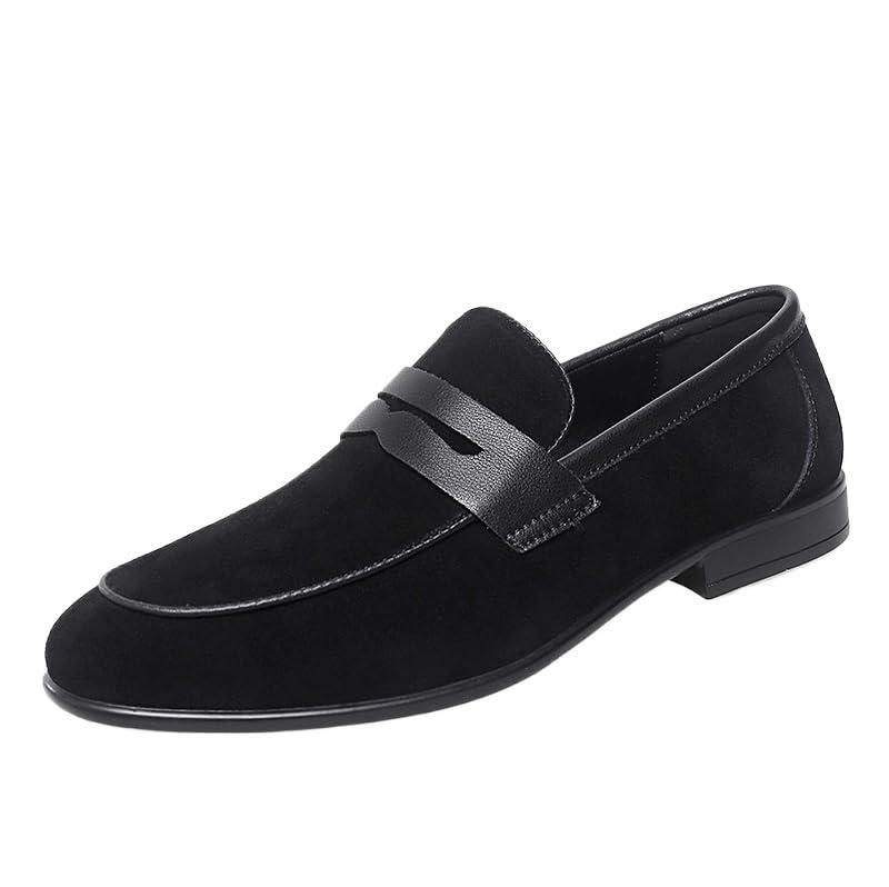 Men's Loafers Round Toe PU Leather Apron Toe Penny Loafers Slip Resistant Flexible Comfortable Casual Slip-on