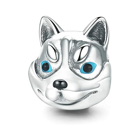 Husky 100% 925 Sterling Silver Dog Head Cute Husky Poodle Animal Charm Beads fit Charm Bracelet Bangles Jewellery Making Cover