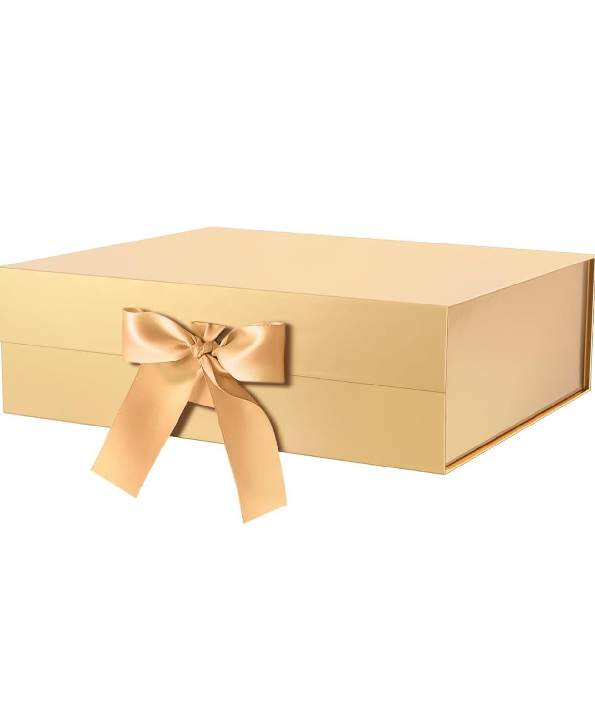 VRB Dec 1Pcs Multipurpose Gift Box Decorative Folding Paper Gift Box with Ribbon,gift box for packing,hamper boxes,gift boxes for Return Gifting,Storage,Engagement,Wedding,Birthday, Anniversary,Return Gift (1 Pcs Golden Rigid Box)