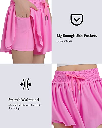 Image of HASMES Girls Butterfly Shorts Teen Flowy Athletic Shorts for Running Dance Cheer 5-14Y