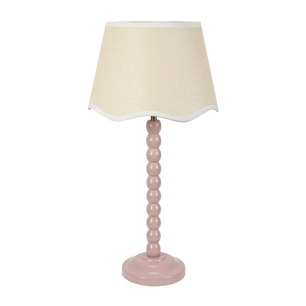 ValueLights | Rose Pink Bobbin Stem Table Lamp with White Trim Scallop Shade Living Room Bedroom Light | Table Lamps, Home Décor & Improvement Essential