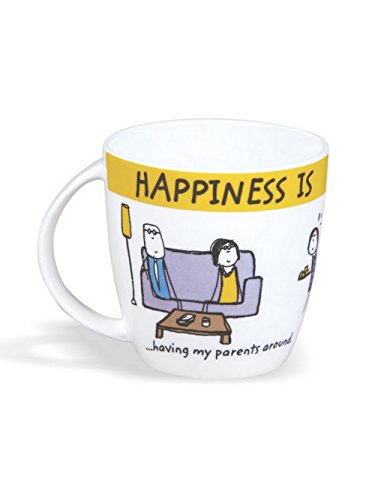 Image of Clay Craft Masala Chai, Coffee /Milk Mug, 390ml /8.4cm (1 Piece) and Happiness is, Parents Around Bone China Milk Mug, 270 ml /5.6cm, Multicolour
