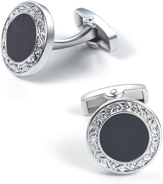 メンズ フレンチ シャツ スーツ カフス ラウンド エナメル アクセサリー付き