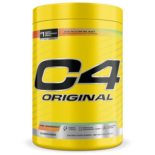 Image of C4 Original Pre Workout - Pre-Workout for Endurance, Focus & Performance with 200mg Caffeine, Beta-Alanine, Creatine Nitrate, L-Arginine & PeptiPump - Sugar Free, 50 Servings, Rainbow Blast