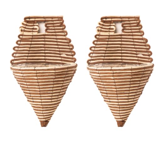 Fabfinds Large Corn Rope Hanging Basket Planter Indoor Outdoor Woven Plant Pot For Home, Garden, Balcony, Natural Wall Hanging Flower Holder (Corn Rope, 2)