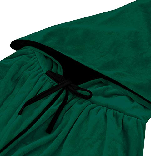 Dlala Hooded Cloak Long Reversible Velvet Robe Cape for Christmas Halloween Cosplay Costumes