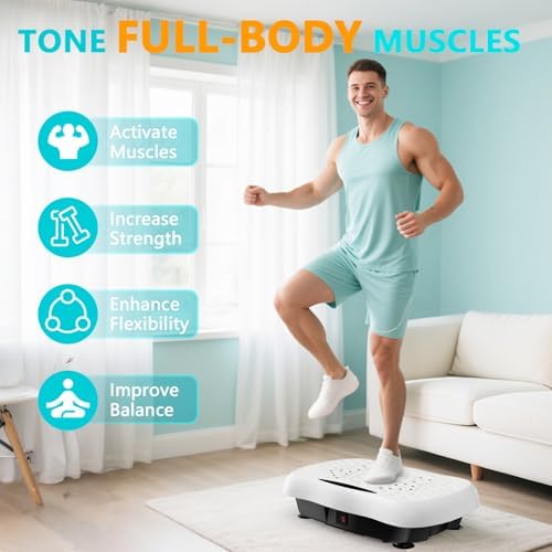Vibration Plate Exercise Machine, Vibrating Equipment for Weight Loss and Lymphatic Drainage Massager, 3D Waver Exerciser for Fitness, Full Body Workout Shake Board with 120 Adjustable speeds 3