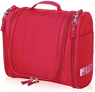 JUBLYN Hanging Toiletry Bag Extra Large Capacity Travel Organizer Bags for Men and Women Durable Waterproof Nylon Bathroom, Shower, Makeup Bag for Toiletries,Cosmetics, Brushes (red)
