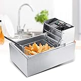 【Cocinado y limpieza】Exterior de acero inoxidable de alta calidad, tapa con ventana exterior para vigilar la comida durante el cocinado y evitar salpicaduras. Recipiente antiadherente totalmente extraíble para facilitar el vaciado de aceite y su limpieza. cesta de acero inoxidable con mango de toque frío y desmontable para una mejor sujección.