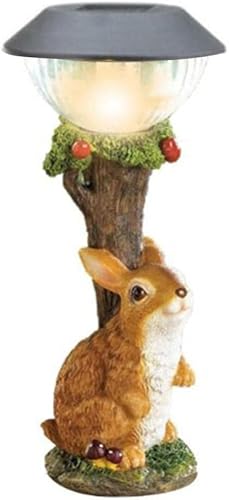 Yosoo Estatua de jardín, estatua decorativa de conejo, estatua de luz solar para decoración de jardín al aire libre (marrón)