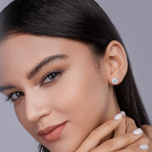 Paton 925 Sterling Silver Moissanite Stud Earrings for Women - Sparkling Cartilage Earring, Diamond Like Earrings, Helix Piercing Jewelry Earrings, Round/Square Small Stud Earrings for Women Men3