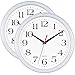 Bernhard Products - White Wall Clocks,10 Inch - Set of 2 Silent Non Ticking Quality Quartz Battery Operated Round Easy to Read Home/Office/School Clock