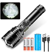 ASORT Taschenlampe Led 30000 Lumen, USB Aufladbar Extrem Hell Taktische Taschenlampen Doppeltaste...