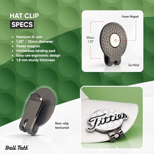Ball Tatt - Golf Ball Stamper, Self-Inking Golf Ball Stamp, Custom Golf Ball Marker with 32mm Hat Clip, Reusable Golf Ball Marking Tool to Identify Golf Balls, Golfer Gift Golfing Accessories Titties