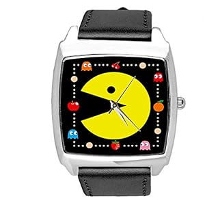 TAPORT Black Leather Square Watch for Game Fans