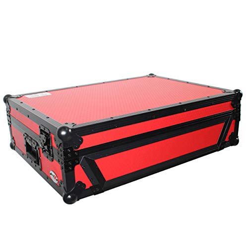 ProX XS-PRIME4 WRB ATA Flight Case For Denon PRIME 4 DJ Controller with 1U Rack Space and Wheels - Red Black
