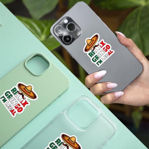 Image of 3Pcs Relax Gringo Im Legal Sticker, Relax Gringo I'm Legal Sticker for Car, Relax Gringo Calcomanias De Mexico Funny Immigrant Calcomanias Mexico Mexican Cactus Stickers for Truck Car Helmet (N3)