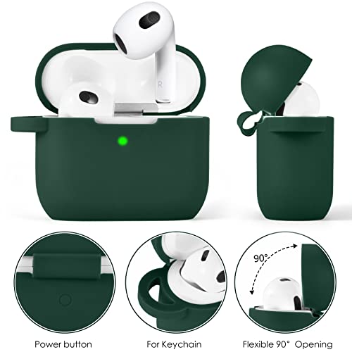 Image of VISOOM Case for Airpods 3 Pink Airpods 3rd Cases 2021 Silicone for iPod 3 Earbuds Case Cover Women Wireless Charging Case with Accessories Girl Bling Keychain for Apple Ear Buds 3rd Generation