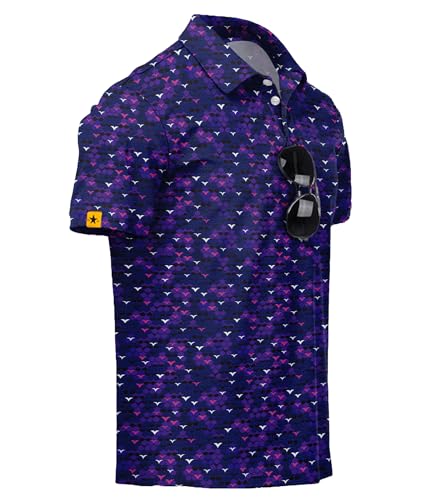 Image of ZITY Mens Golf Polo Shirts Short Sleeve UPF 50+ Performance Moisture Wicking Print Pattern Casual Collared Golf Shirt for Men