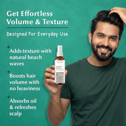 Image of Sea Salt Hair Spray with Sea Salt & Vitamin E | Volumizes Hair & Adds Texture | Lightweight Non Sticky Styling Spray | Natural Beach Wave Look | For Men & Women | 100ml