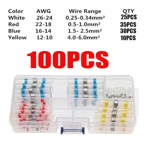 50/100/150/200/250/500pcs Practical Electrical Seal Heat Shrink Butt Terminals Solder Sleeve Wire Connectors(100PCS with Box)