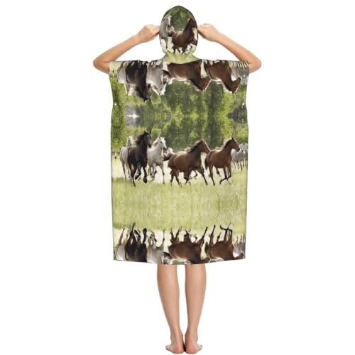 Peignoir léger en microfibre à capuche imprimé chevaux pour le surf - 3